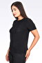 10693 Black Crew Neck Short Sleeve Stylish Fabric Knitted Bluz - 3