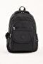 Premium Waterproof Crinkle Fabric High School and Middle School Backpack + Keychain Black - 3