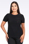 10693 Black Crew Neck Short Sleeve Stylish Fabric Knitted Bluz