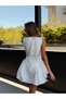 Women's Drawstring Detailed Balloon Skirt White Dress - 4