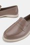 Women's Mink Patent Leather Khaki Natural Leather Loafer Shoes Size 36-41 - 4