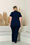 Women's 100% Cotton Piped High-Quality Shirt Collar Buttoned Short-Sleeve Plus Size Pajama Set - 3