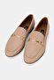 Women's Nude Khaki Natural Leather 36-41 Number Buckle Ballet - 2