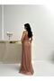 Powder Beaded Sleeveless Strapless Evening Dress - 6