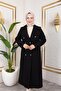 Women's Lined Buttoned Pocket Long Black Cashmere Coat - 6