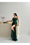 Emerald Beaded Embroidered Strapless Evening Dress with Sleeve Detail - 3