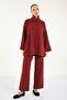 40938 - Stylish Comfortable Knitwear Fisherman Collar Top and Bottom Set - 4