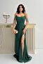 Emerald Beaded Embroidered Strapless Evening Dress with Sleeve Detail