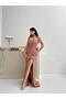 Powder Beaded Sleeveless Strapless Evening Dress - 2