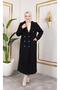 Women's Lined Buttoned Pocket Long Black Cashmere Coat