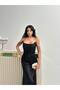 Black Beaded Strapless Evening Dress with Sleeve Detail - 4