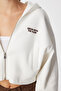 Hooded Printed Ribbed Crop Knitted Sweatshirt Lub0228 Ecru - 4