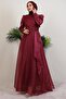 Eliza Hijab Evening Dress Fuchsia - 3