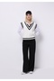 Regular Fit V-Neck Plain Women's White Sweater - 3