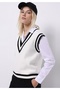 Regular Fit V-Neck Plain Women's White Sweater