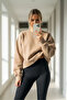 Women's Oversize Winter Loose Cream Sweatshirt - 5