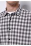 Boxy Fit Shirt Neck Checked Men's Gray Long Sleeve Shirt - 4