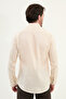 Straight Slim Fit Long Sleeve 100% Linen Men's Shirt Ecru - 27079.25Y - 3