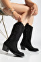 Cowboy Black Boots Women's Western Stitching Detailed Medium Thick Heeled