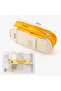 Kawaii Special Colorful Double Layer Canvas Pencil Case Pastel Tone Large Capacity Pen Holder - 3