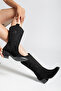 Cowboy Black Boots Women's Western Stitching Detailed Medium Thick Heeled - 2