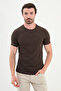 Patterned Slim Fit Short Sleeve Cotton Men's T-Shirt Brown - 36858.25Y