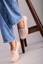 Women's Cream Lace-Up Orthopedic Sole Ballerina Casual Shoes Mother Shoes Classic Shoes - 9