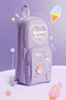 Kawaii Korean Style Pen Holder - 3 Compartment, 6 Cell Cylinder Bag Pencil Case Pen Holder Purple