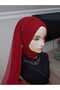 Dark Red Forehead-Connected Model with Accessories, Ready-To-Wear Veil, Ready-To-Wear Shawl, Ready-To-Wear Turban