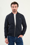 Straight Slim Fit Judge Collar Men's Coat Navy Blue - 39642.25Y
