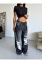 Black Baggy Wide Leg Unisex Jeans with Extreme Ripped Detail - 2