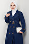 Women's Double Breasted Collar Belted Denim Trench Coat - 6