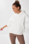 Oversized Hooded Knitted Sweatshirt Lmc0073 Ecru - 2