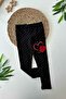 Heart Polka Dot Printed Girls' Combed Cotton Tights - Black