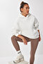 Oversized Hooded Knitted Sweatshirt Lmc0073 Ecru - 3