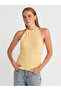 10796 Halter Tie-Neck Ruffle Textured Knitwear Blouse
