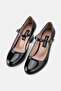 Women's Black Patent Leather Khaki Leather Size 33-34-35-41-42-43 Thick Heel Mary Jane Strap Shoes - 2