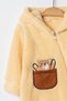 Winter Sweet Teddy Bear Pocket Hooded Welsoft Zippered Baby Jumpsuit - 2