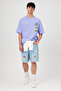 Oversize Fit Front & Back Printed T-Shirt - Lilac - 100% Cotton - 4
