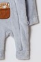 Winter Sweet Teddy Bear Pocket Hooded Welsoft Zippered Baby Jumpsuit - 3