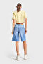 Women's Denim Color T-2S5-4 Baggy Bermuda Fit Shiny Stone 100% Cotton Design Denim Jean - 5
