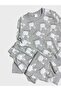 Girl's Cotton Gray Rabbit Patterned Long Sleeve Seasonal Pajama Set - 4