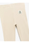 Cotton Camisole Rib Detail Beige Girl's Leggings 6Wkg40064Ak - 3