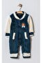 Winter Sweet Teddy Bear Pocketed Welsoft Zippered Winter Baby Jumpsuit - 2