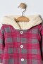 Winter Sweet Plaid Hooded Buttoned Baby Jumpsuit with Plush Inside - 3
