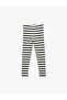 Striped Camisole Slim Fit Cotton Black Girls Leggings 6Wkg40088Ak - 2