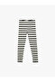Striped Camisole Slim Fit Cotton Black Girls Leggings 6Wkg40088Ak