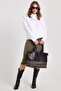 Women's Oversize Wide Cut Cotton Soft Textured Printed White Hooded Sweatshirt with Fleece Inside - 4