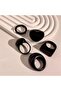 Vintage Boho Style Resin Ring Set- 5 Pieces, Black, Assorted Geometric and Heart Shapes - 4