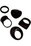 Vintage Boho Style Resin Ring Set- 5 Pieces, Black, Assorted Geometric and Heart Shapes